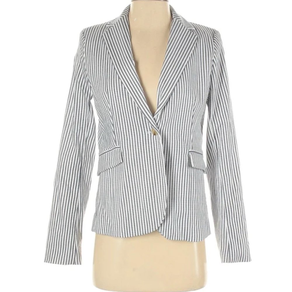 Rachel Zoe White & Blue Pinstriped Blazer